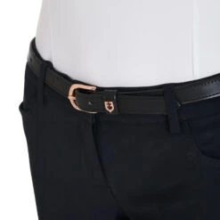 Ceinture D'équitation En Cuir Avec Motif Clincher En Or Rose -Maître Équestre ceinture dequitation en cuir avec motif clincher en or rose 2