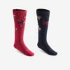 Chaussettes D'équitation Enfant SKS 500 Motifs Poneys Marine Et Rose. Lot De 2 -Maître Équestre chaussettes dequitation enfant sks 500 motifs poneys marine et rose lot de 2