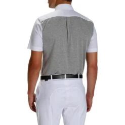Chemise De Concours Manches Courtes équitation Homme Bi-matière Blanc Et Gris -Maître Équestre chemise de concours manches courtes equitation homme bi matiere blanc et gris 3