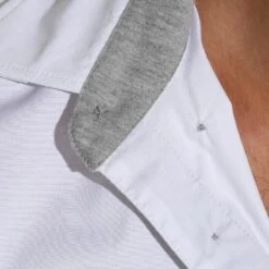 Chemise De Concours Manches Courtes équitation Homme Bi-matière Blanc Et Gris -Maître Équestre chemise de concours manches courtes equitation homme bi matiere blanc et gris 6