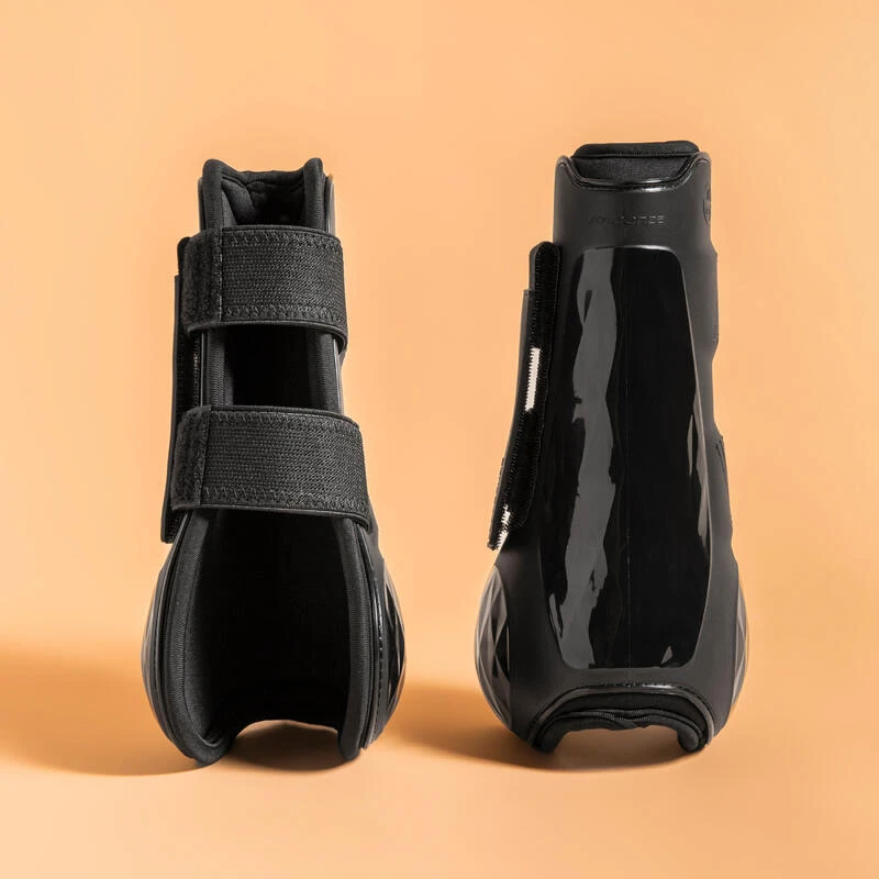 Guêtres équitation Ouvertes Cheval Et Poney - 500 Jump Noires X2 4 Guêtres équitation Ouvertes Cheval Et Poney - 500 Jump Noires X2 – Image 2