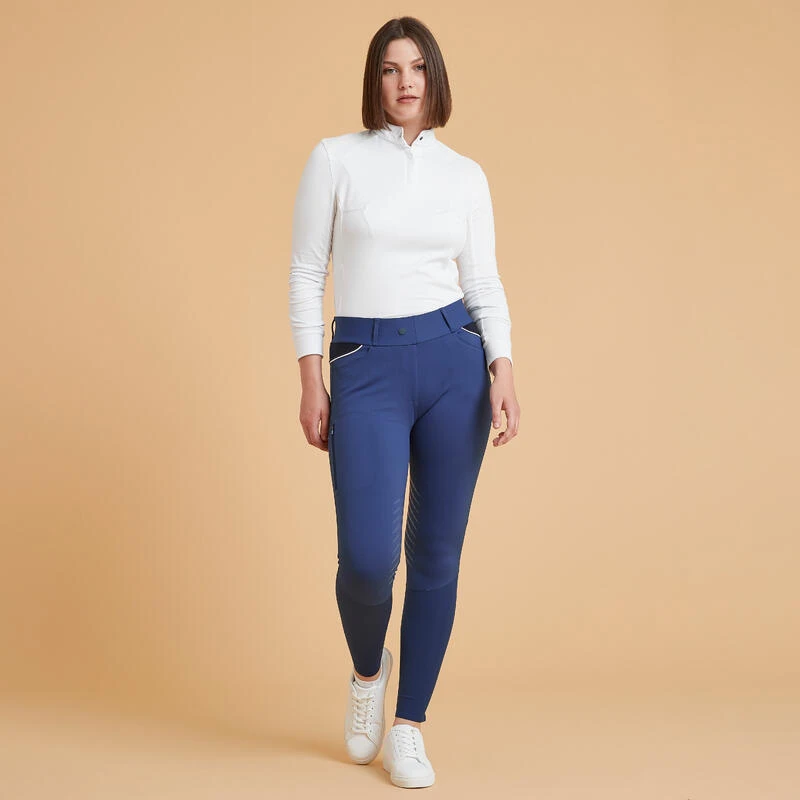 Legging équitation Jump Grip Femme - 900 Bleu Turquin 4 Legging équitation Jump Grip Femme - 900 Bleu Turquin – Image 2