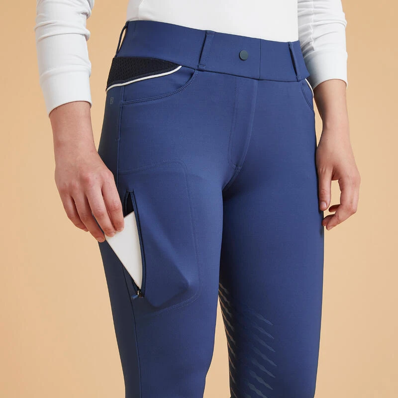 Legging équitation Jump Grip Femme - 900 Bleu Turquin 5 Legging équitation Jump Grip Femme - 900 Bleu Turquin – Image 3