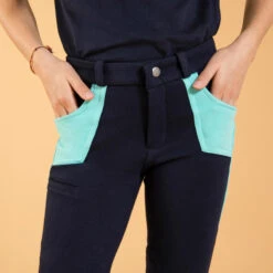 Pantalon équitation Enfant - 120 Marine Et Turquoise -Maître Équestre pantalon equitation enfant 120 marine et turquoise 2