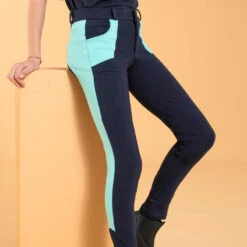 Pantalon équitation Enfant - 120 Marine Et Turquoise -Maître Équestre pantalon equitation enfant 120 marine et turquoise 4