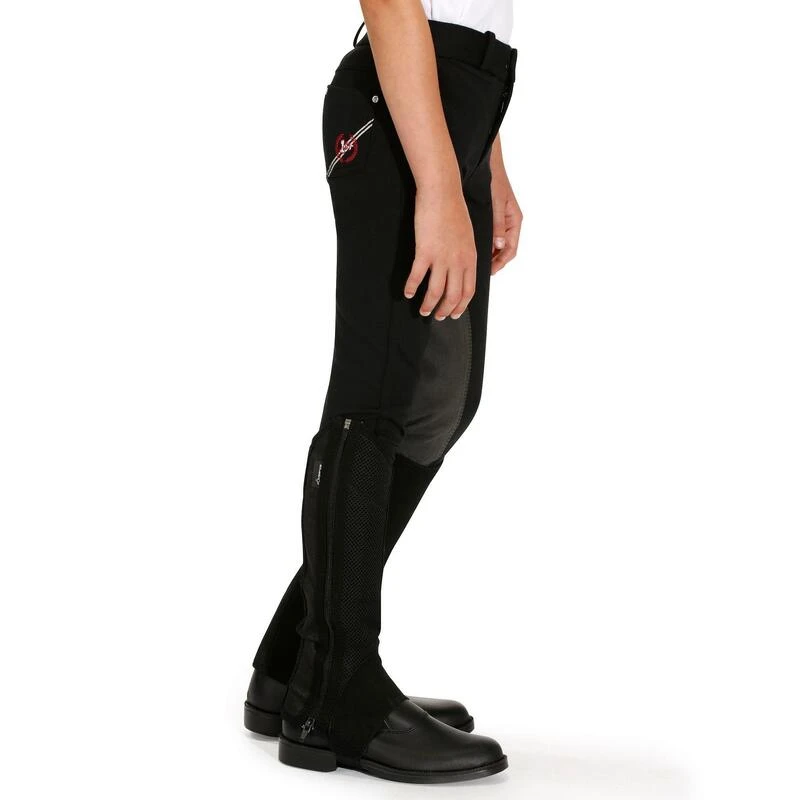 Pantalon équitation Enfant FULLSEAT Noir Et Gris 6 Pantalon équitation Enfant FULLSEAT Noir Et Gris – Image 4