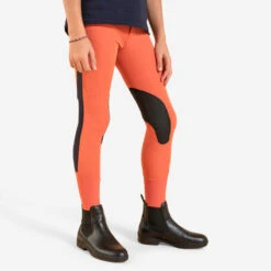 Pantalon équitation Léger Mesh Basanes Agrippantes Enfant - 500 Terracotta