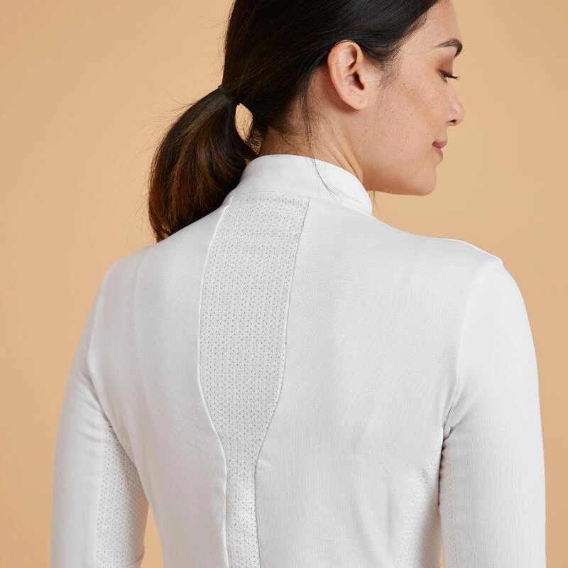 Polo De Concours équitation Manches Longues Chaud Femme - 500 Blanc 8 Polo De Concours équitation Manches Longues Chaud Femme - 500 Blanc – Image 6