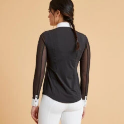 Polo De Concours équitation Manches Longues Femme - 900 Noir -Maître Équestre polo de concours equitation manches longues femme 900 noir 3