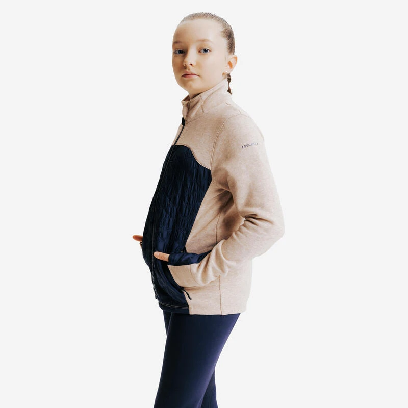 Sweat équitation Bi-matière Zippé Enfant - 500 Marine Et Beige Nougat 3 Sweat équitation Bi-matière Zippé Enfant - 500 Marine Et Beige Nougat